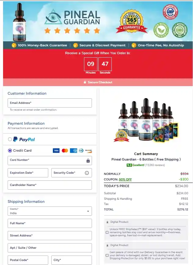 Pineal Guardian checkout page